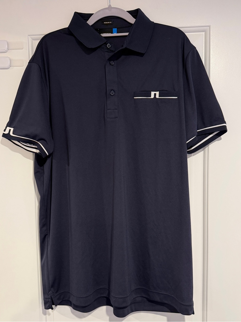 J.Lindeberg Petr Regular Fit TX Jersey Polo Shirt Men's Size XL Navy Performance